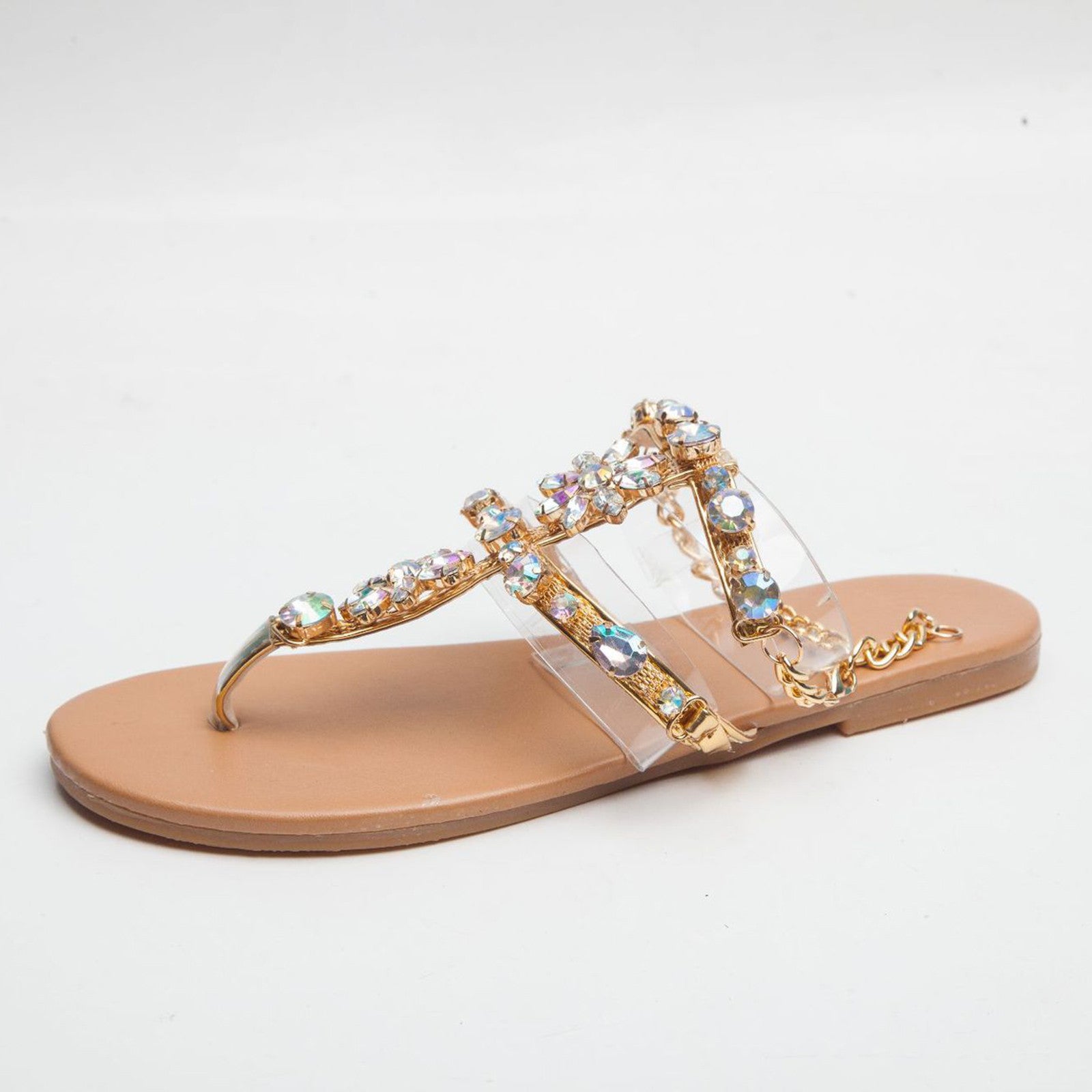 2023 Summer New Women Sandals Casual Flats Rhinestone Round Toe Sandals Buckle Strap Shoes Bohemian Style Flat Sapatos Feminino - Just The Fly Way