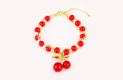 Cherry and Heart Red Beaded Chain Bracelet in 3 Fashion Styles – Trendy Jewelry - Just The Fly Way