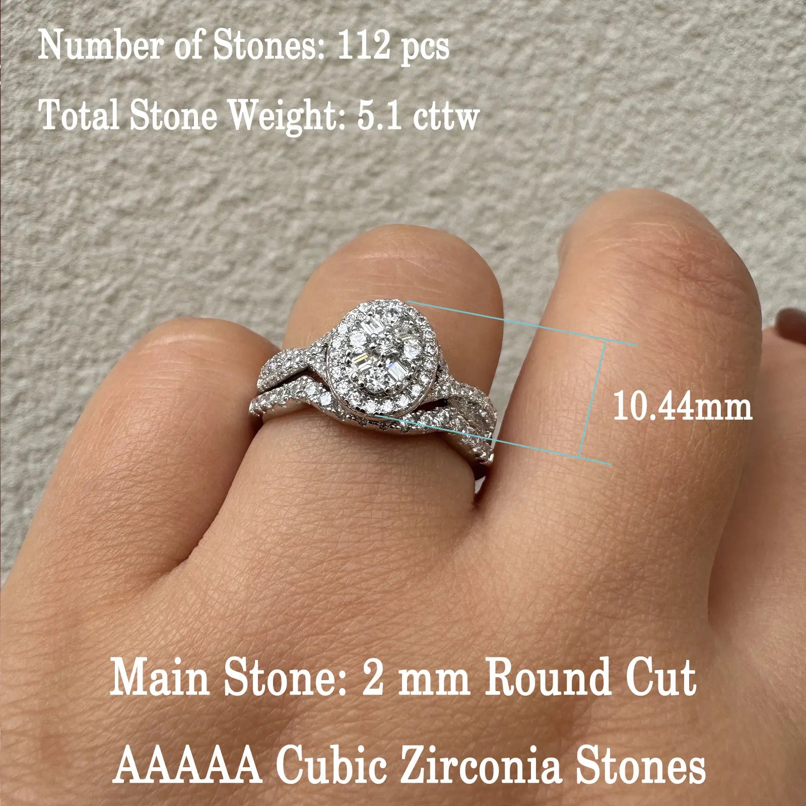 Fashionable, Bold and Beautiful DressNewshe 925 Sterling Silver Wedding Rings Set for Women Oval Halo Cubic Zircon Bridal Engagement Ring Jewelry Gift - Just The Fly Way