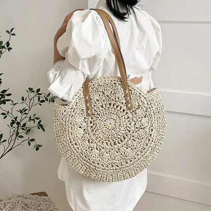 Hand Woven, Round, Beach Bag with a Large Capacity - Just The Fly Way