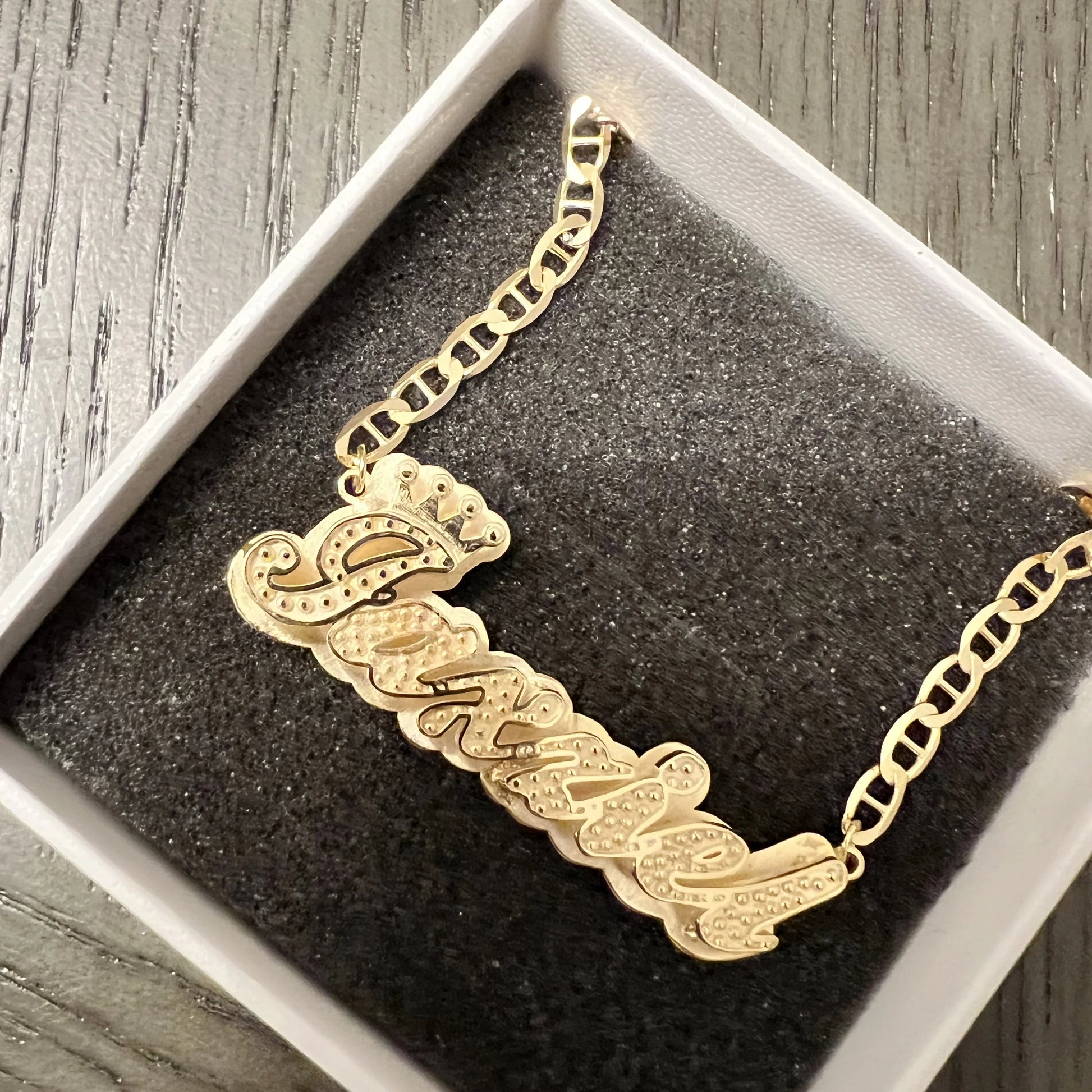 Fashionable, Bold and Beautiful DressCustom 3D Name Necklace with Crown Personalized Double Layer Pendant Flat Chain Stainless Steel Jewelry For Women - Just The Fly Way