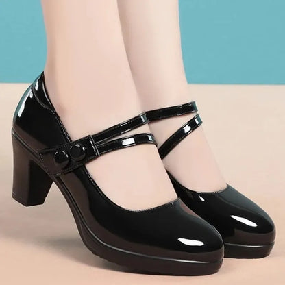 Fashionable, Bold and Beautiful DressWomen Fashion Round Toe Spring & Autumn Red High Heel Shoes for Office Lady Classic Comfort Street European Stylish Pumps A03