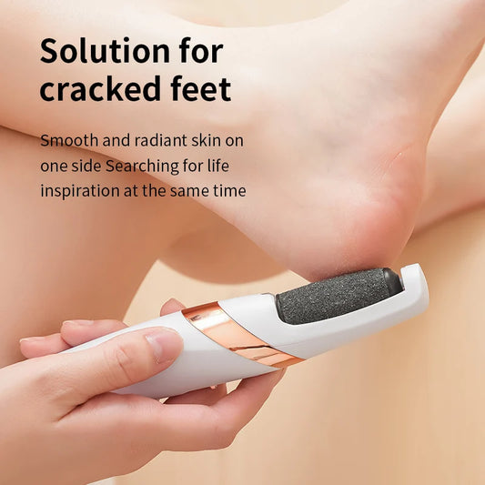 Automatic Foot Callus Rubbing Pedicure Rough Skin Remover for Feet and has a Rechargeable Battery.