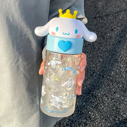 Kawaii Sanrio Hello Kitty Kuromi Cinnamon Roll Melody Transparent 500ml Water Bottle