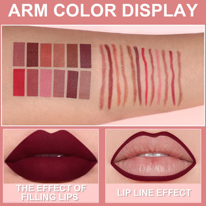 Fashionable, Bold and Beautiful Dress6pcs Lip Liner Pen Set Long-Lasting, Waterproof Sweatproof, Easy Coloring Non-fading Color Rendering Lip Gloss Set Beauty Makeup