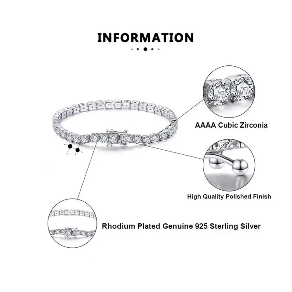 QooLady Shiny CZ Tennis Chain Bracelet for Women - Perfect Wedding & Engagement Jewelry Gift - Just The Fly Way
