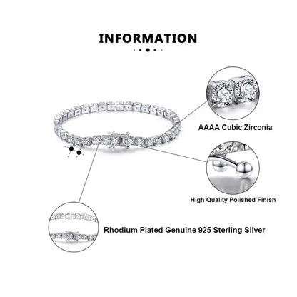 QooLady Shiny CZ Tennis Chain Bracelet for Women - Perfect Wedding & Engagement Jewelry Gift - Just The Fly Way