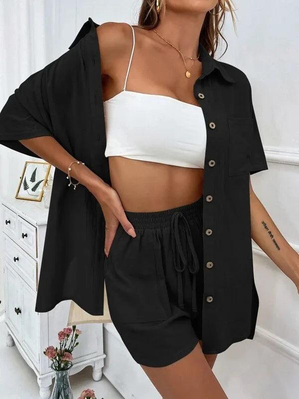 Summer Short Sleeve Shirt and Shorts, Two Piece Set - Just The Fly Way