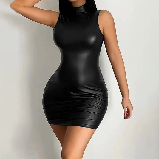 Party Bodycon Lady s Solid Color Dress Sexy Sleeveless Slim Elastic Package Hip Tee Skirt Mini Short Dress
