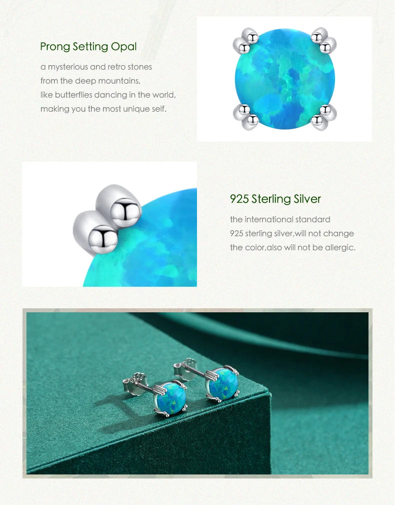 Fashionable, Bold and Beautiful DressMODIAN 925 Sterling Silver Fashion Stylish Natural Opal Stud Earrings For Women Girl Fine Jewelry Anniversary Gifts Accessories - Just The Fly Way
