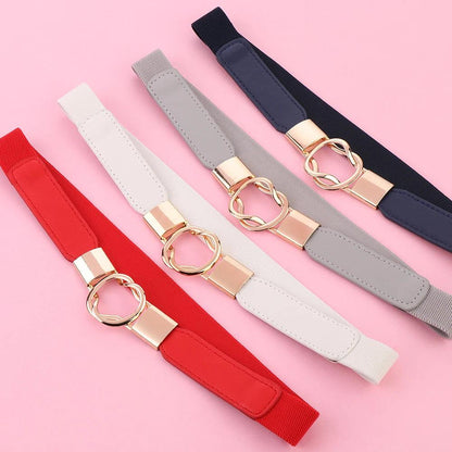 Women Elastic Thin Stretch Waistband Belt, Wrap Buckle - Just The Fly Way