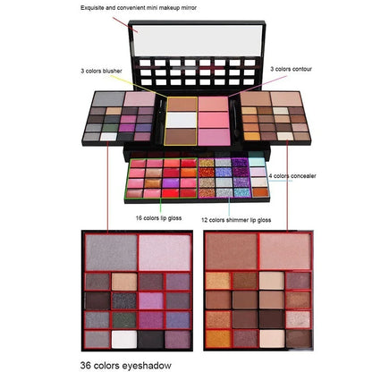 Fashionable, Bold and Beautiful Dress40/74/78 Colors Glitter Eyeshadow Palette Matte Waterproof Long Lasting Pressed Powder Cosmetics Kit  Fashion Women MakeUp Tools