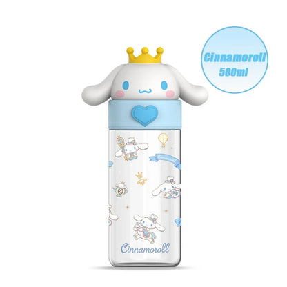 Kawaii Sanrio Hello Kitty Kuromi Cinnamon Roll Melody Transparent 500ml Water Bottle