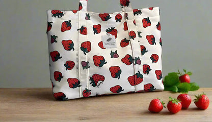 Cute Large Capacity Cherry or Strawberry Print Nylon Casual Tote Bag - Just The Fly Way