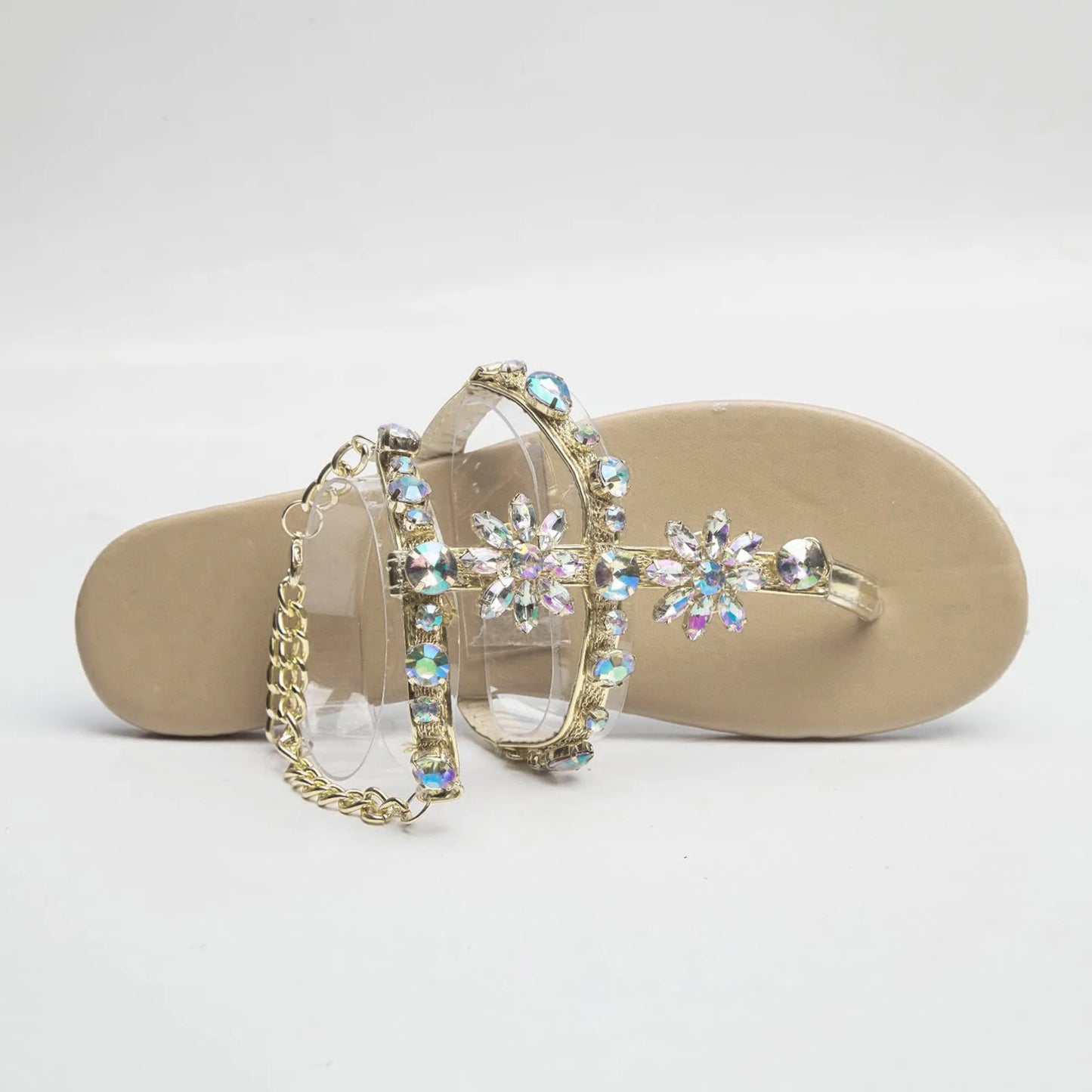 2023 Summer New Women Sandals Casual Flats Rhinestone Round Toe Sandals Buckle Strap Shoes Bohemian Style Flat Sapatos Feminino - Just The Fly Way