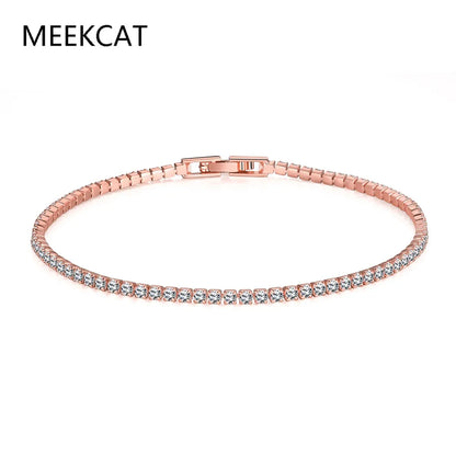 Shimmering 925 Silver Tennis Bracelet for Women – 3mm Round Black Jet Zircon Elegance for Every Occasion - Just The Fly Way