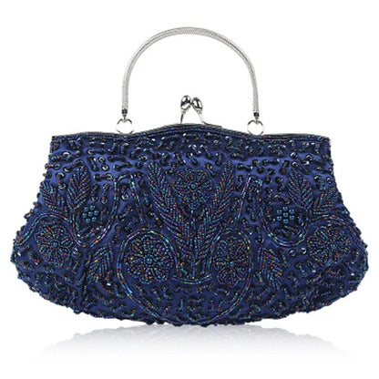 Women's Retro Small Totes Evening Bags Beaded Embroidered Ladies Clutch Purse Shoulder Chain Wedding Party Handbags Bags Purses - Just The Fly Way