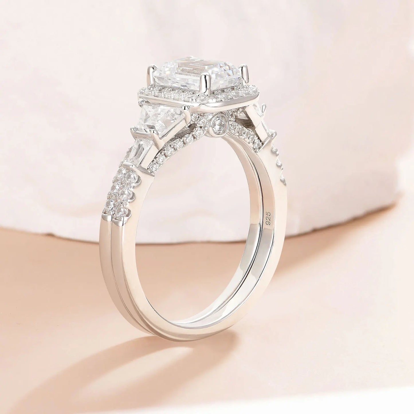 Fashionable, Bold and Beautiful DressNewshe Wedding Rings for Her AAAAA Cubic Zircon Women's Bridal Sets 925 Sterling Silver Emerald Cut Engagement Ring Size 5-10 - Just The Fly Way
