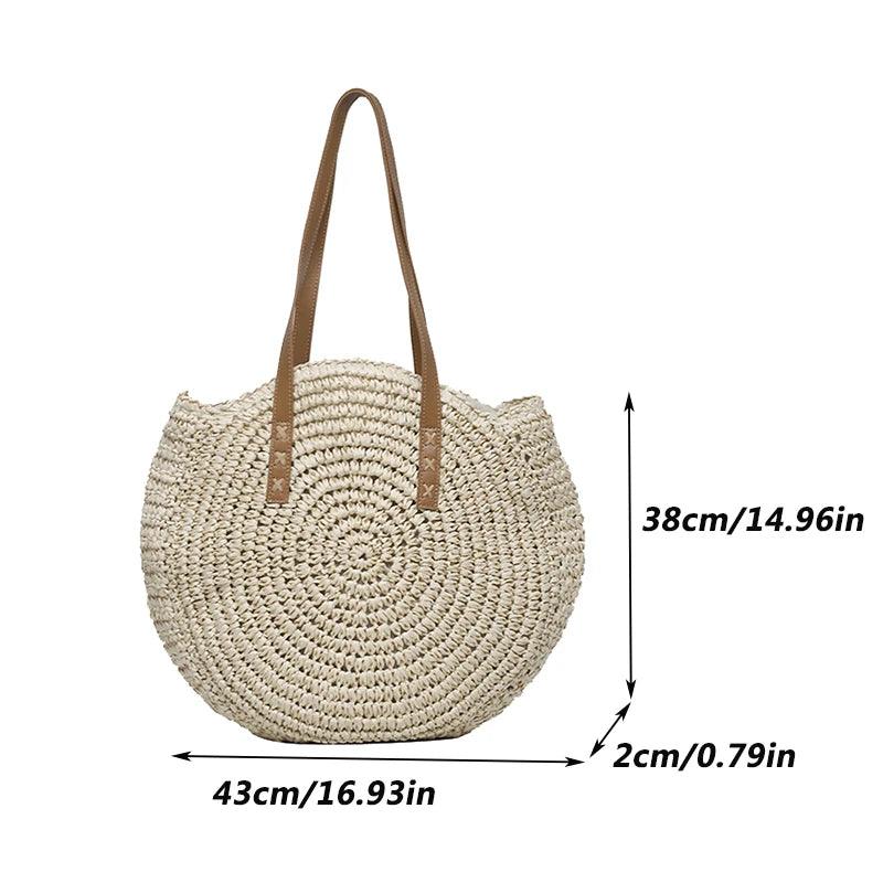 Hand Woven, Round, Beach Bag with a Large Capacity - Just The Fly Way
