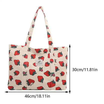 Cute Large Capacity Cherry or Strawberry Print Nylon Casual Tote Bag - Just The Fly Way