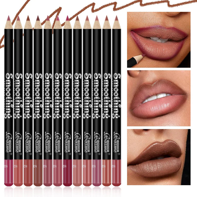 Fashionable, Bold and Beautiful Dress12 pcs Long-Lasting Lipstick Set with Professional Lip Liner Pencil and Matte Lip Gloss for Women Valentine's Day Gifts