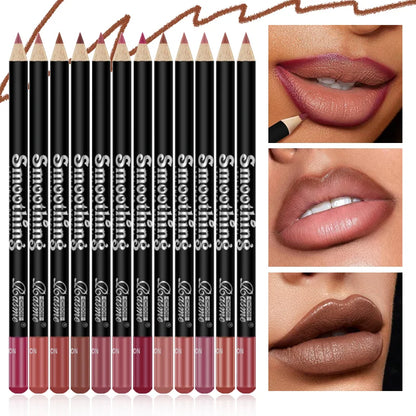 Fashionable, Bold and Beautiful Dress12 pcs Long-Lasting Lipstick Set with Professional Lip Liner Pencil and Matte Lip Gloss for Women Valentine's Day Gifts