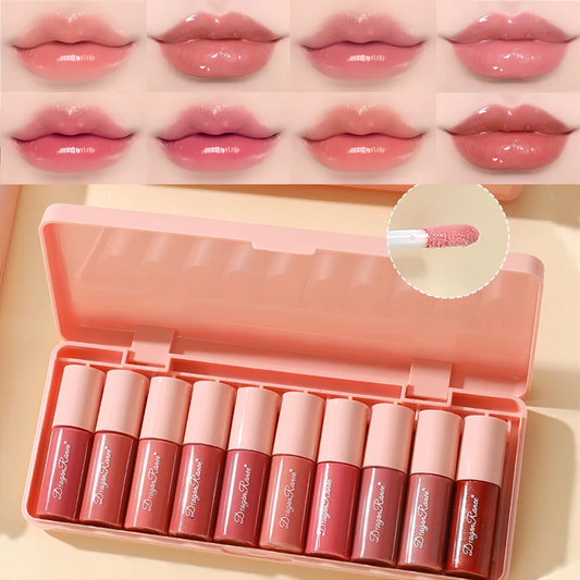 10-Piece Set with Fine Glitter Lip Gloss, Easy-To-Color Lip Glaze, Lipstick, Non-Stick Cup, Non-Fading Lip Gloss, Moisturizing Glitter Lip Gloss, Glass Lip Glitter, Pearlescent Glitter Lip Gloss, Lip Glaze Set - Just The Fly Way