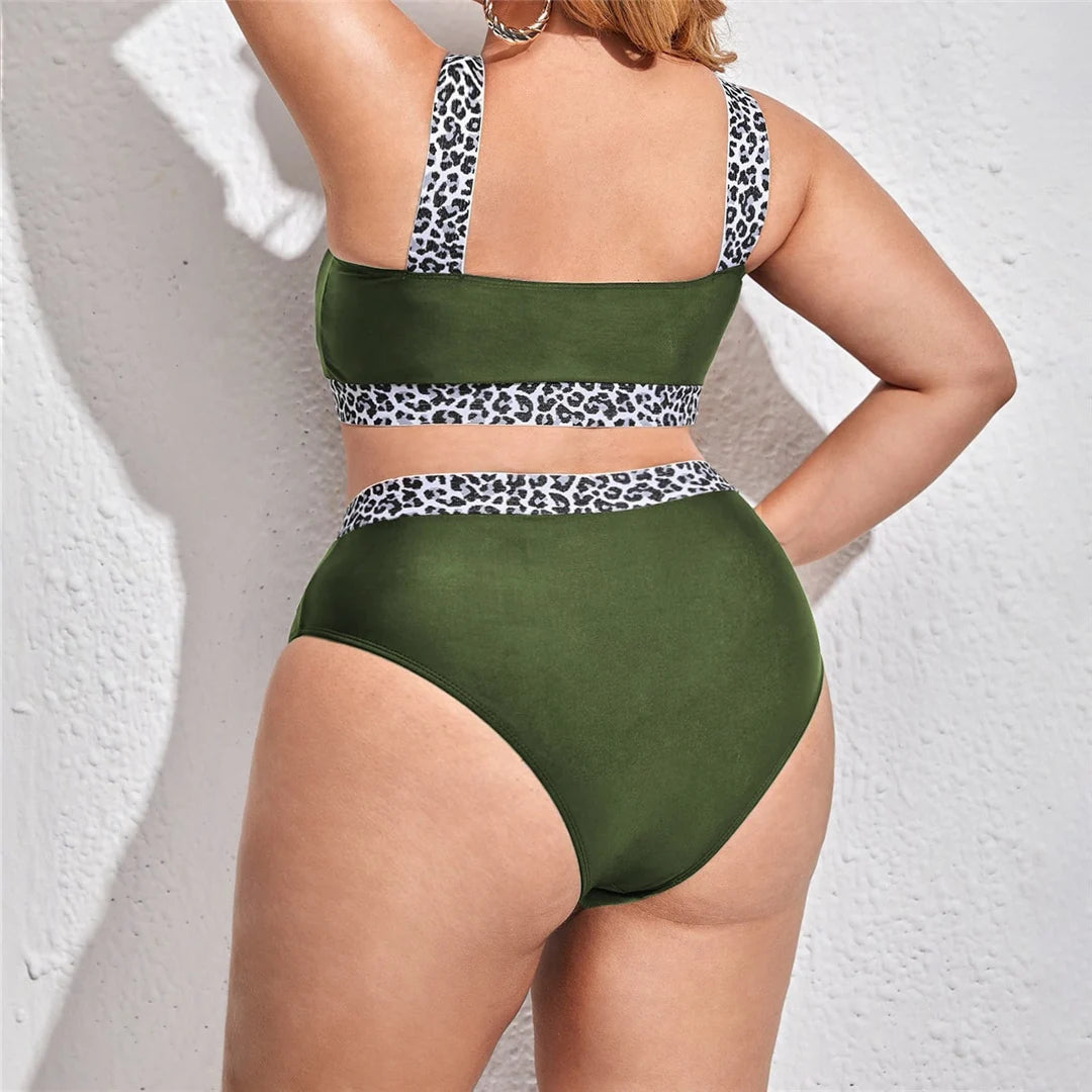 0XL - 4XL Splicing Bikini Plus Size Large Size Swimwear Women Swimsuit Female Two-pieces Bikini set Bather Bathing Suit V3785B - Just The Fly Way