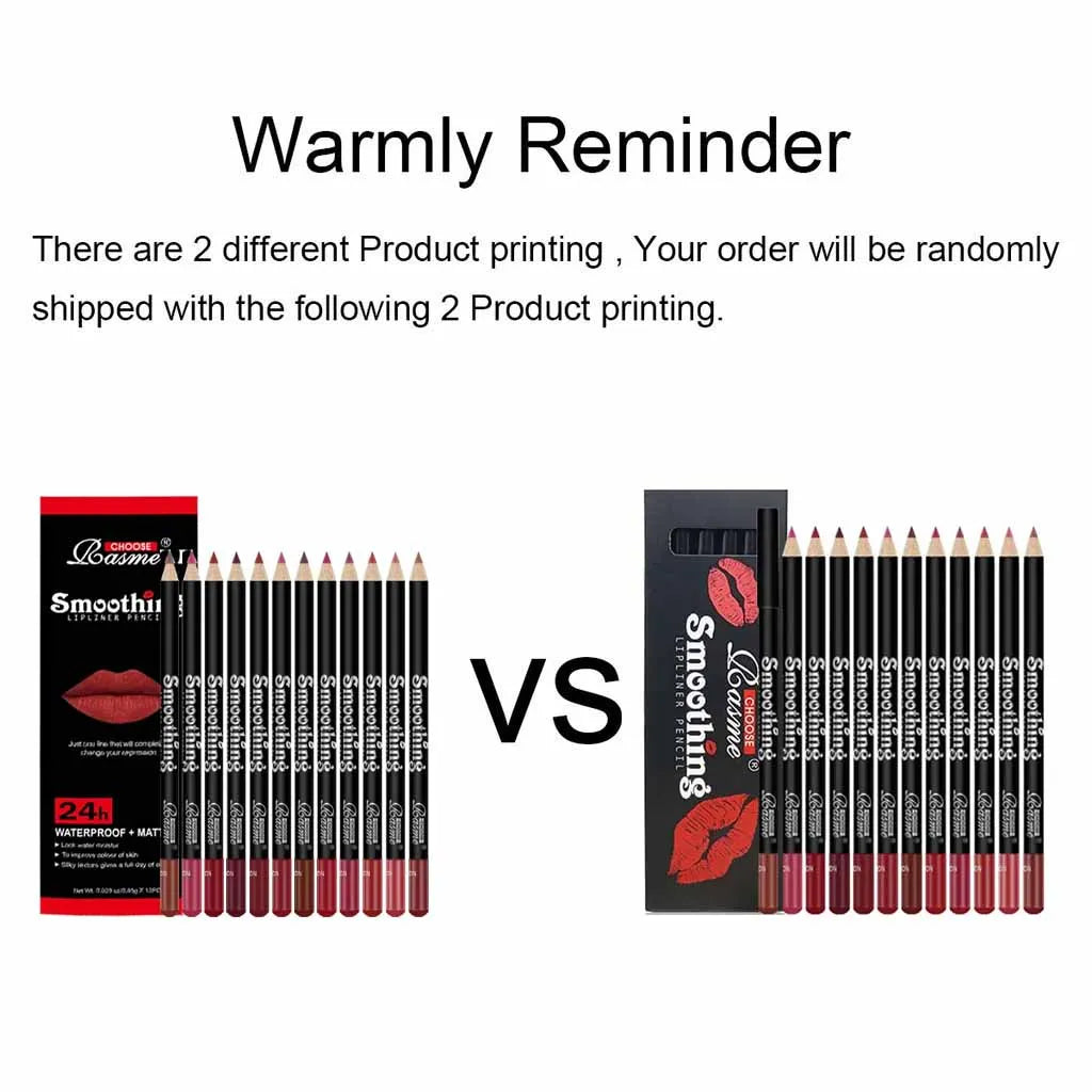 Fashionable, Bold and Beautiful Dress12 Colors Lip Liner Pen Set Fashion Black Rod Waterproof Non-stick Cup Easy To Color Lipstick Pen Makeu