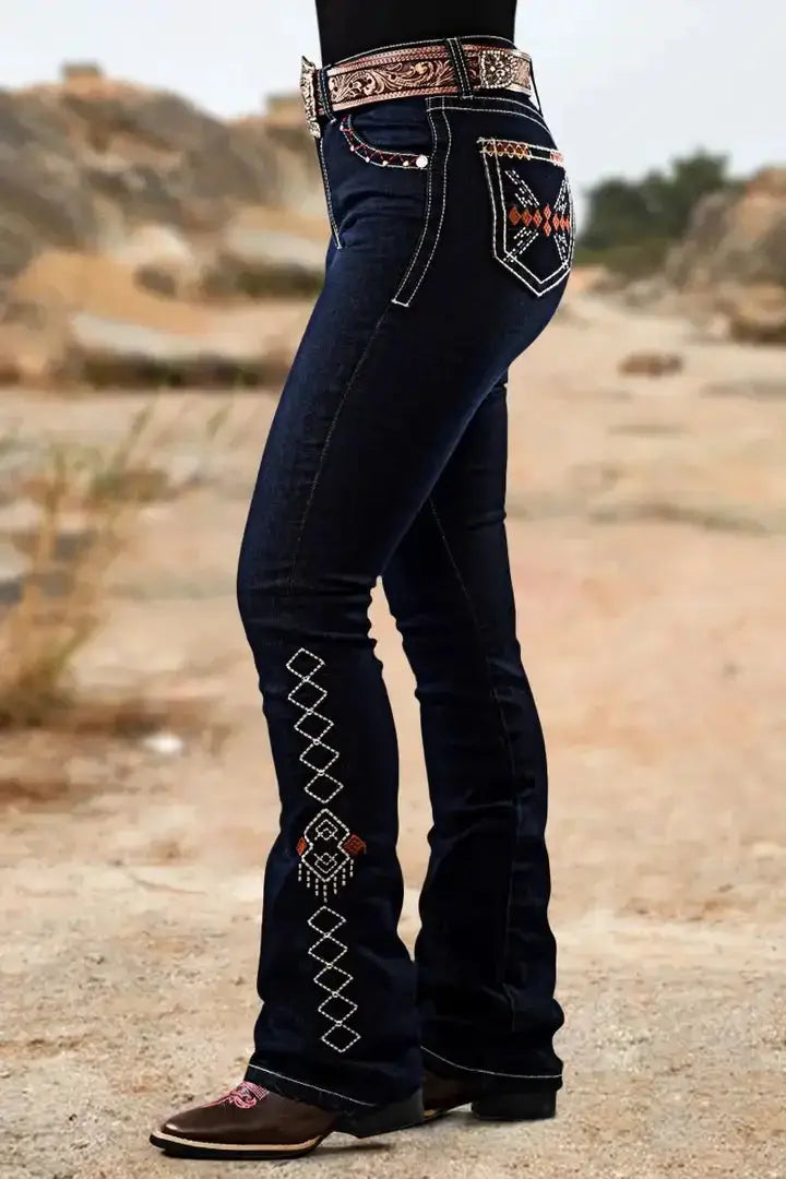 Variations of High-Rise Stretch Flare Denim Rhinestone Embroidery Jeans for Casual or Dressy Occasions by High-Rise Stretch Flare Denim Rhinestone Embroidery Jeans for Casual or Dressy OccasionsApparel & Accessories > Clothing > Pants > Jeansdistressed-y2k-jeans-high-rise-stretch-flare-denim-jeans-retro-elegant-rhinestone-embroidery-for-casual-or-dressy-occasionsJeans