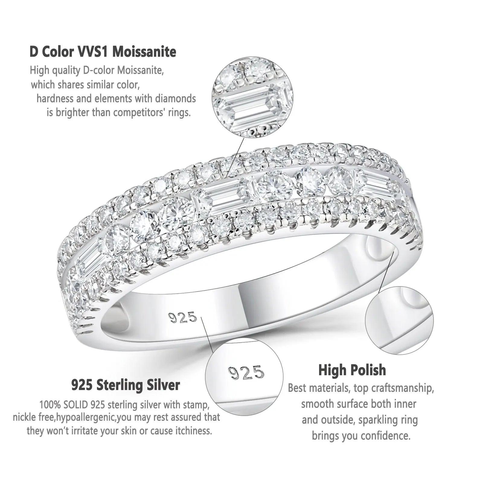 Sterling Silver Moissanite Band for Women - Just The Fly Way