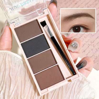 Fashionable, Bold and Beautiful DressA set of 4-color eyebrow powder trays with brushes in gray and brown matte tones for long-lasting color rendering, filling and s