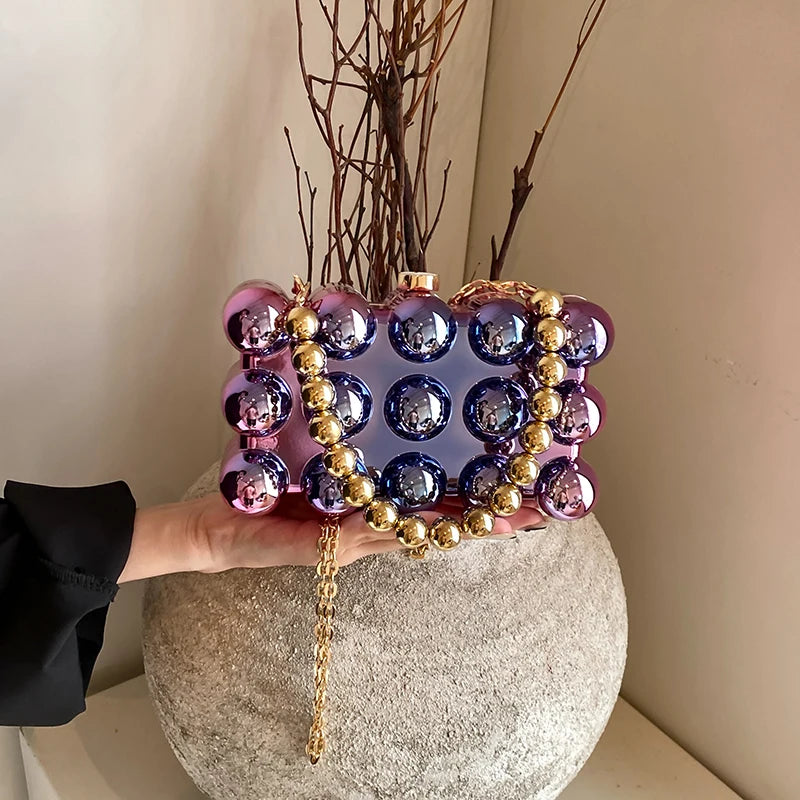 Acrylic Clutch Purse For Women Bubble Crossbody Purse Detachable Strap Square Handbag Wedding Prom Party Leisure Shopping Bag - Just The Fly Way