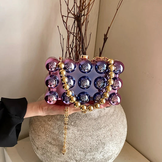 Acrylic Clutch Purse For Women Bubble Crossbody Purse Detachable Strap Square Handbag Wedding Prom Party Leisure Shopping Bag - Just The Fly Way