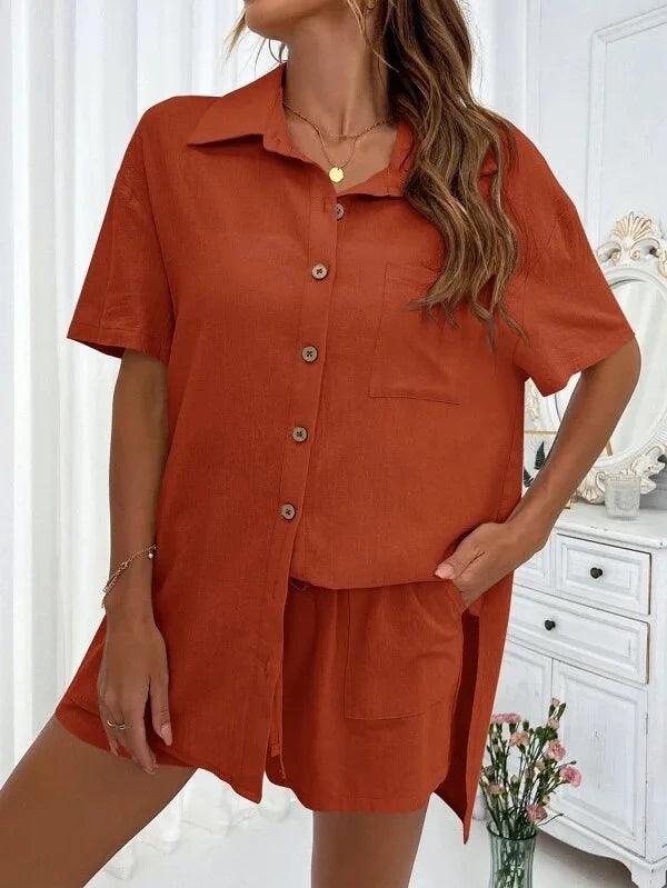 Summer Short Sleeve Shirt and Shorts, Two Piece Set - Just The Fly Way