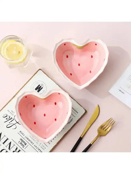 Cute Strawberry Ceramic Anti-scald Bowls and Spoon - Just The Fly Way