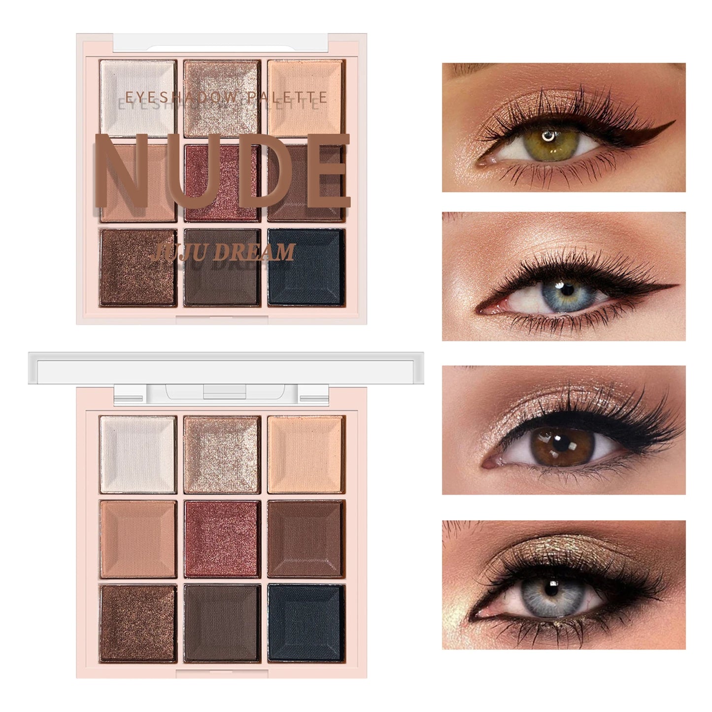 Fashionable, Bold and Beautiful DressJUJU DREAM 9-Color Eyeshadow Palette, Matte & Shimmer Finish, Soft Milk Tea Tones, Compact & Easy for Daily Student Makeup