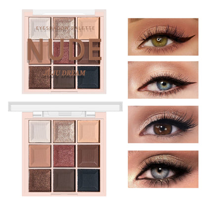 Fashionable, Bold and Beautiful DressJUJU DREAM 9-Color Eyeshadow Palette, Matte & Shimmer Finish, Soft Milk Tea Tones, Compact & Easy for Daily Student Makeup