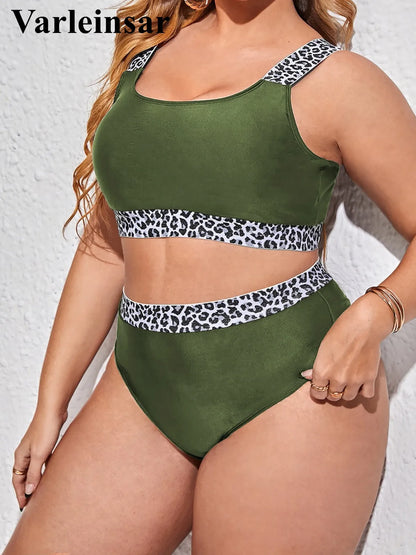 0XL - 4XL Splicing Bikini Plus Size Large Size Swimwear Women Swimsuit Female Two-pieces Bikini set Bather Bathing Suit V3785B - Just The Fly Way
