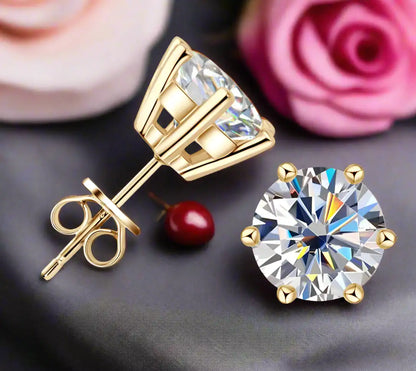 Shine Bright Moissanite Stud Earrings for Men & Women in 18K Gold-Plated Silver - Perfect for Weddings & Special Occasions - Just The Fly Way