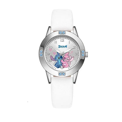 Watch with cartoon characters on the dial against a white background