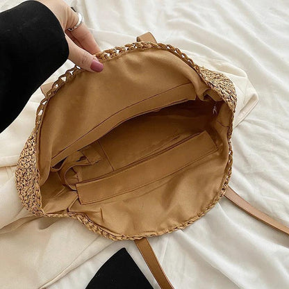 Hand Woven, Round, Beach Bag with a Large Capacity - Just The Fly Way