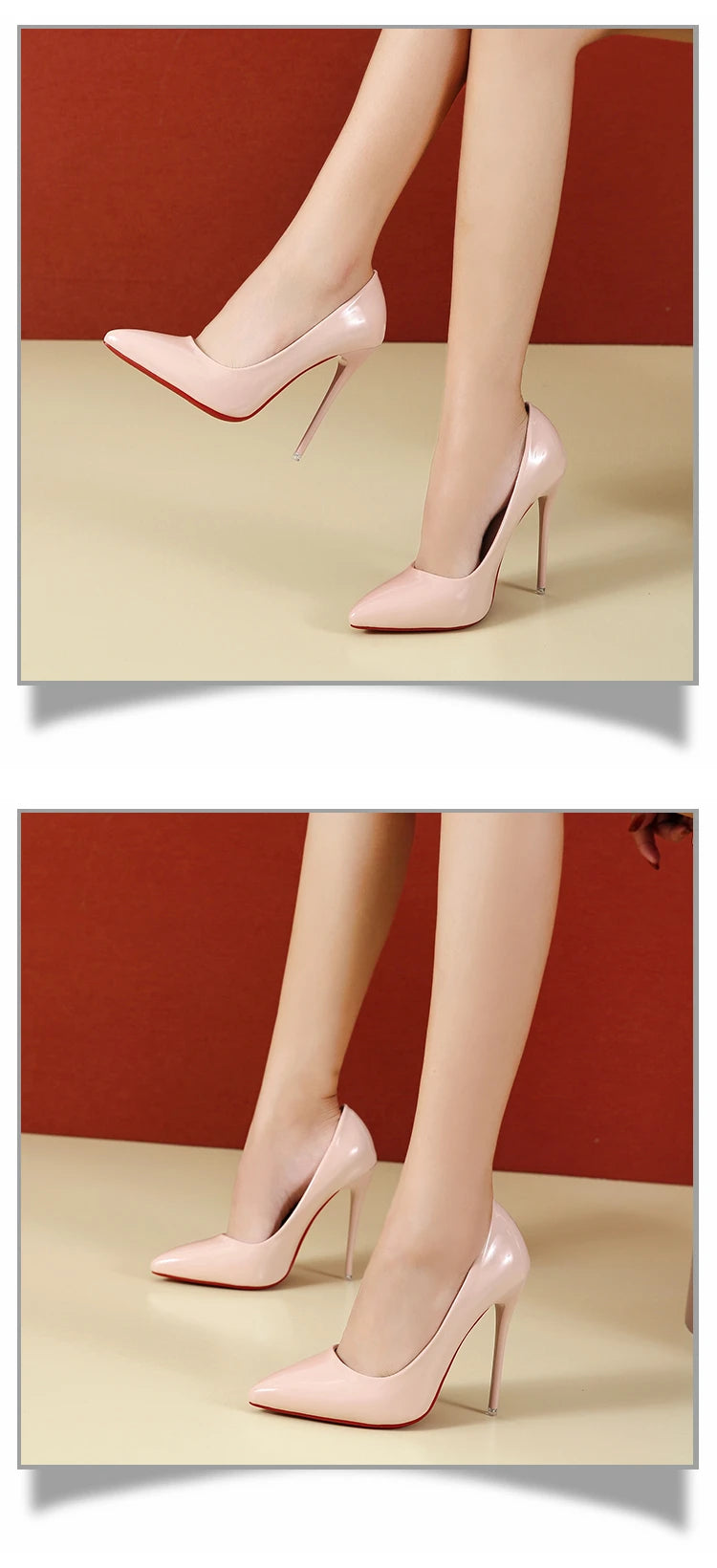 Fashionable, Bold and Beautiful DressTemperament 12cm Super High Thin Heels Shoes Women Pumps Pointed Toe Colorful Patent Leather Stiletto Wedding Shoe Size 45