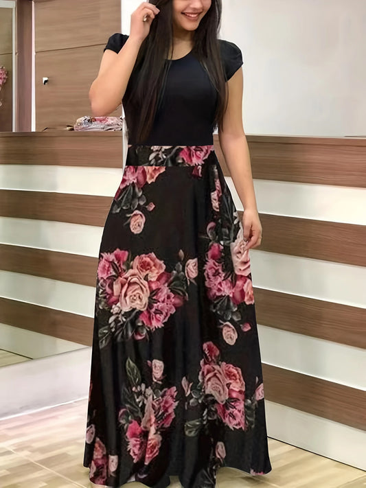 Large Size Polka Dot Print Seam Dress, Dignified And Elegant Slim Round Neck Short-sleeved Vest Dress, Spring And Summer, Women' - Just The Fly Way