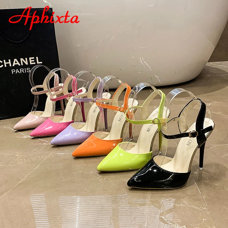 Fashionable, Bold and Beautiful DressWomen's Aphixta 12cm Super High Stiletto Heels Ankle Strap Sandals Pointed Toe Party Heels : Extended Sizes
