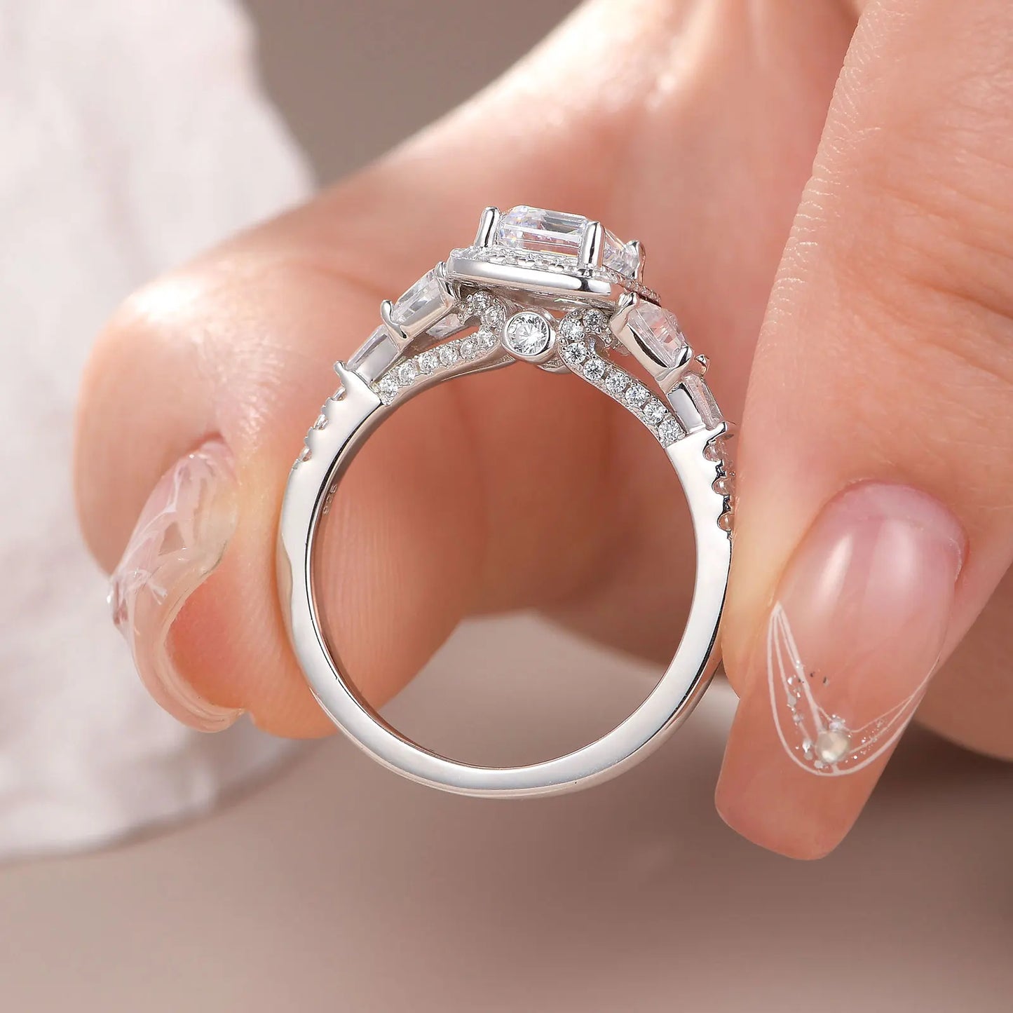 Fashionable, Bold and Beautiful DressNewshe Wedding Rings for Her AAAAA Cubic Zircon Women's Bridal Sets 925 Sterling Silver Emerald Cut Engagement Ring Size 5-10 - Just The Fly Way
