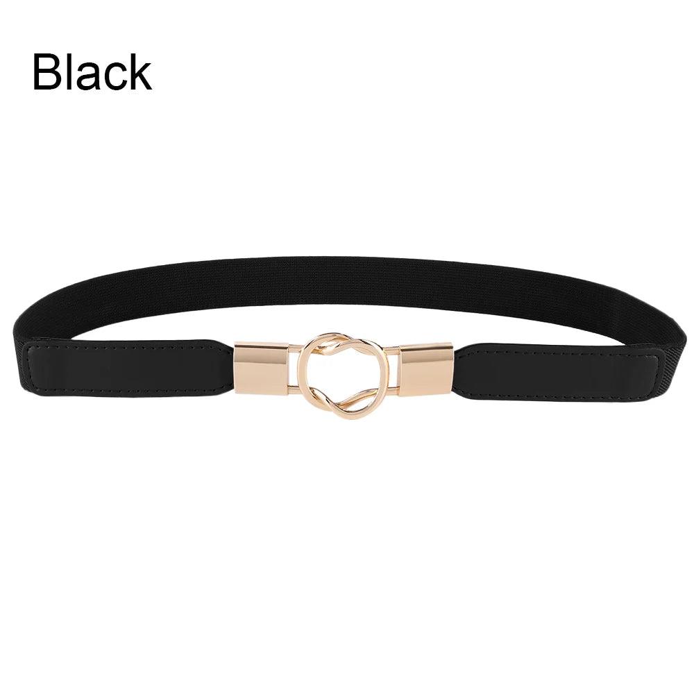 Women Elastic Thin Stretch Waistband Belt, Wrap Buckle - Just The Fly Way
