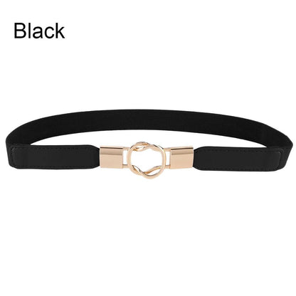 Women Elastic Thin Stretch Waistband Belt, Wrap Buckle - Just The Fly Way