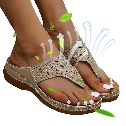 Step into comfort with our Women's Orthopedic Sandals with Arch Support, Thick Sole Slippers, Non-Slip for Daily Wear - Just The Fly Way