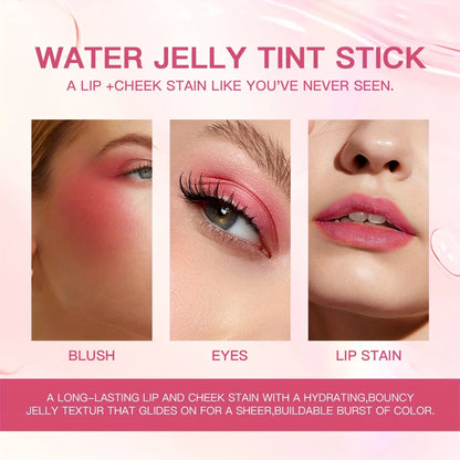 Fashionable, Bold and Beautiful Dress4 Colors Jelly Blush Stick Lip Balm Eyeshadow 3-in-1 Multi-Use Matte Blush Moisturize Brighten Lip Gloss